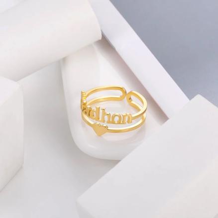 Crown & Heart Name Ring Product Image