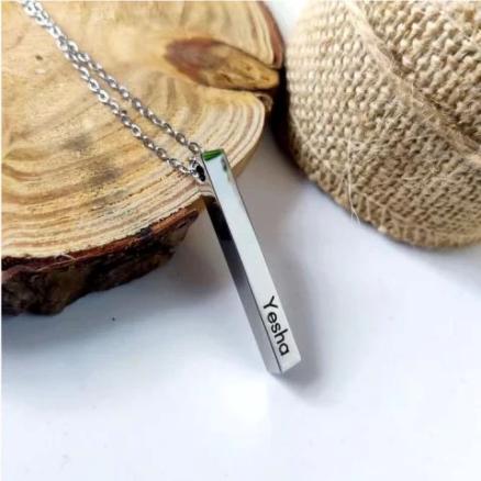 Silver Plated Personalized 3D Bar Pendant Product Image