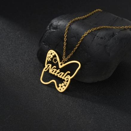 Floral Butterfly Name Necklace Product Image