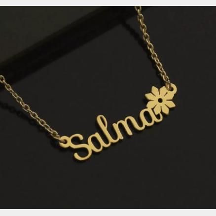 Flower Design Name Necklace Product Image